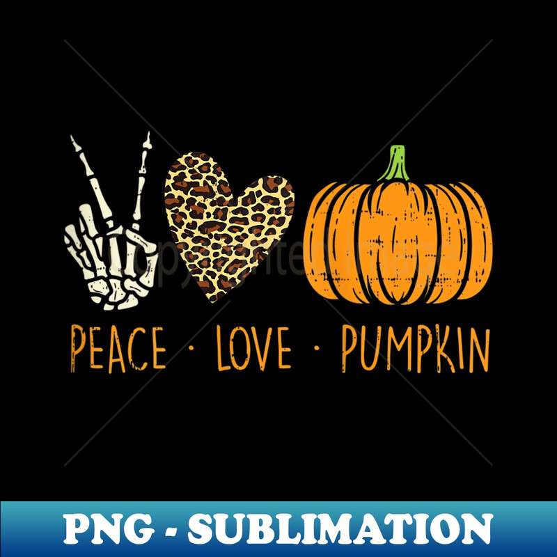 s Peace Love Pumpkin Leopard Halloween Thanksgiving Hippie - Trendy Sublimation Digital Download