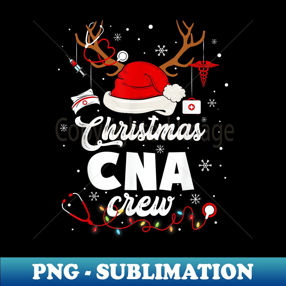 Christmas CNA Crew Santa Reindeer Nursing Xmas Pajama - Signature Sublimation PNG File