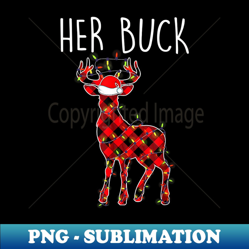 Her Buck His Doe Christmas Couple Matching Pajama Set - Artistic Sublimation Digital File