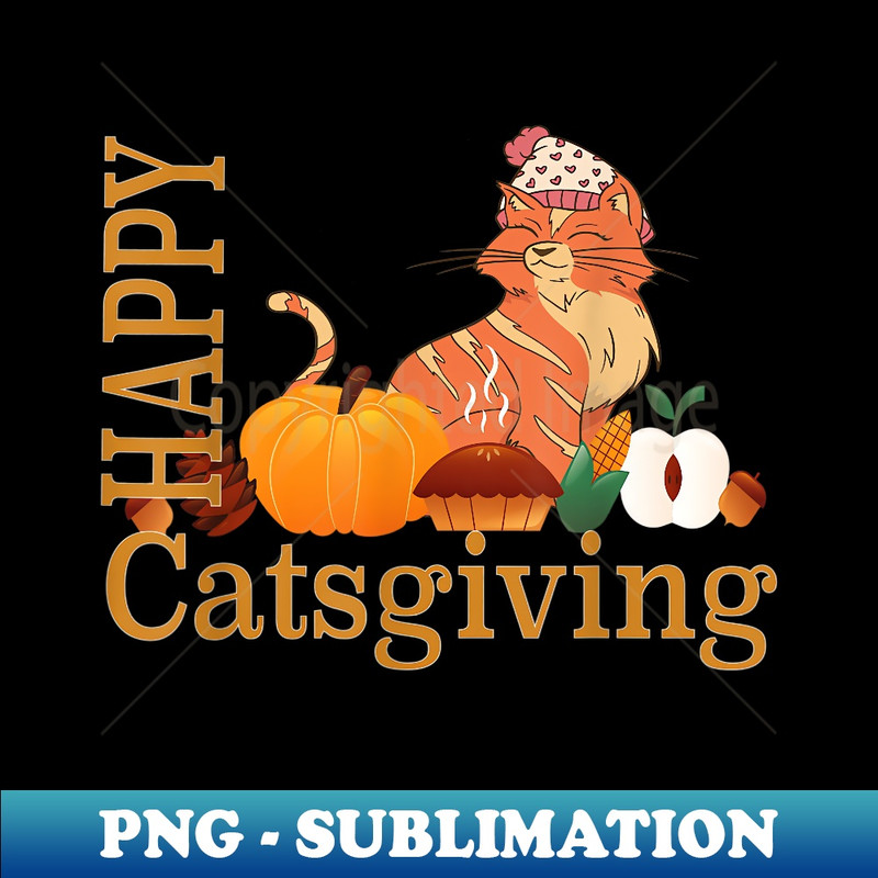 Happy Catsgiving Cute Thanksgiving Cat - Premium Sublimation Digital Download