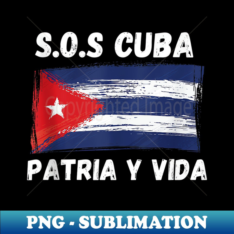 1 sos cuba flag patria y vida cubans pride - PNG Transparent Sublimation File