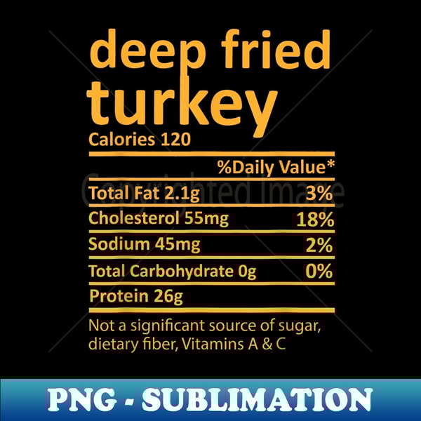 Deep Fried Turkey Nutrition Thanksgiving Food Facts Xmas - Signature Sublimation PNG File