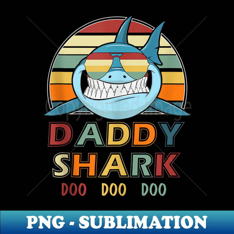 Retro Vintage Daddy Shark For Father - Instant Sublimation Digital Download