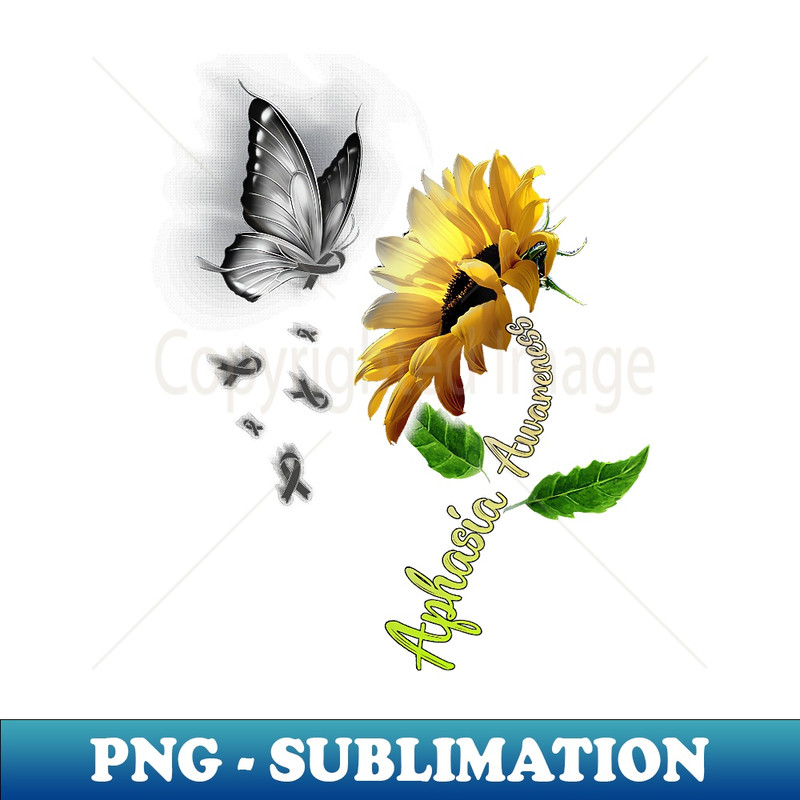 Butterfly Sunflower Aphasia Awareness - Exclusive PNG Sublimation Download