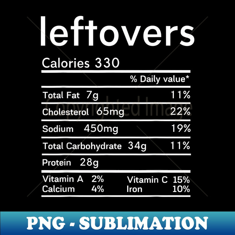 Leftovers Nutrition Facts funny Thanksgiving Christmas - PNG Sublimation Digital Download