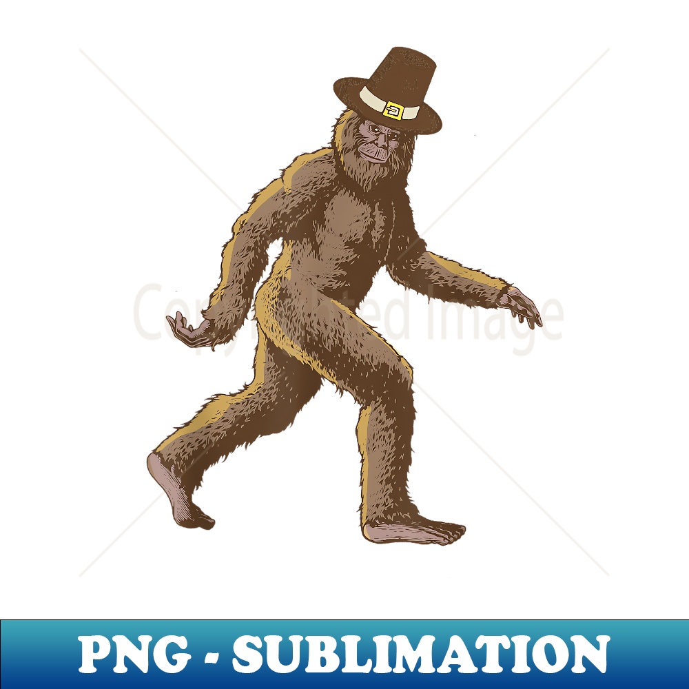 Happy Squatchgiving! Bigfoot Funny Pilgrim Hat Thanksgiving - Creative Sublimation PNG Download