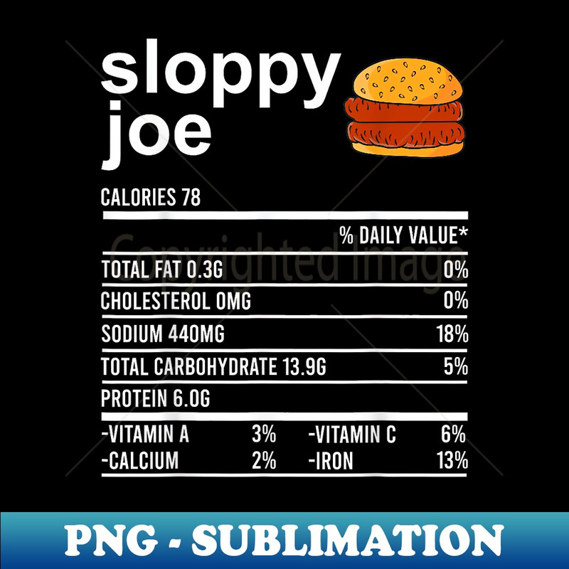 Funny Thanksgiving Food Apparel, Sloppy Joe Nutrition Facts - Trendy Sublimation Digital Download