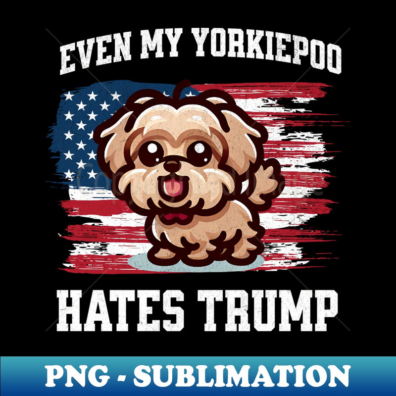 Even My Yorkiepoo Hates Trump  Funny Election Dog Democrat - Instant PNG Sublimation Download