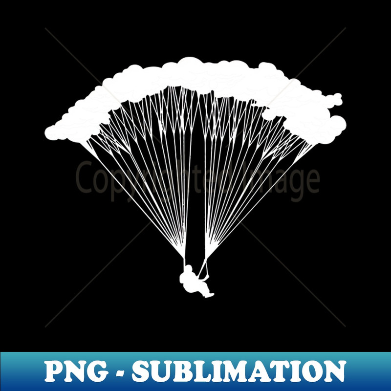 Parachutist in Clouds Silhouette - Adventurous Sport Design - Elegant Sublimation PNG Download