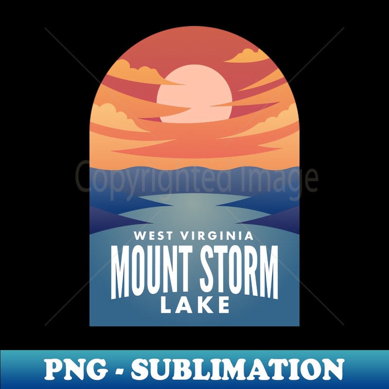 Mount Storm Lake WV Retro Sunset - Modern Sublimation PNG File