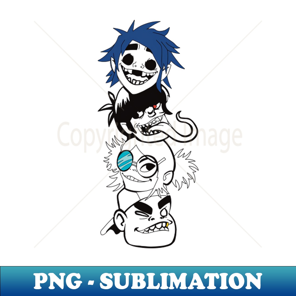 Gorillaz Band Fan Artwork Design PNG - PNG Transparent Digital Download File for Sublimation