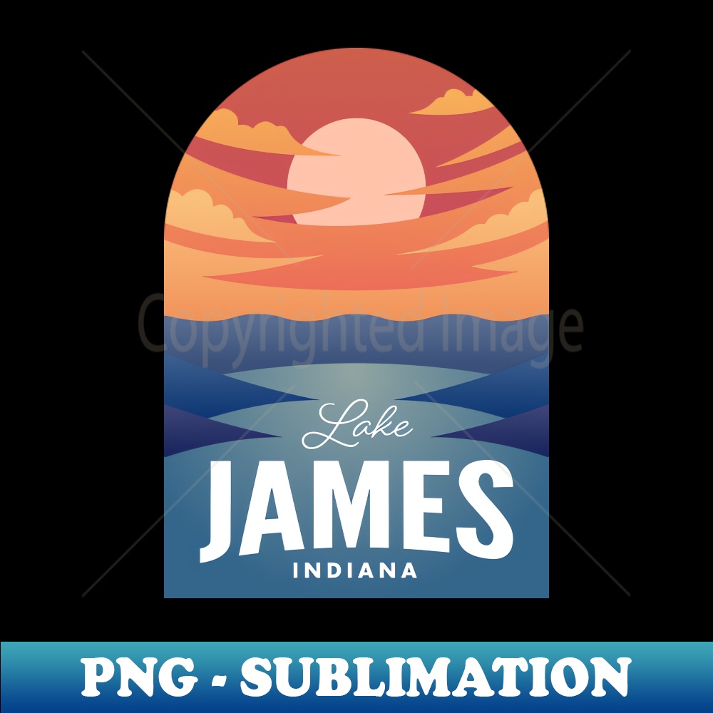 Lake James IN Retro Sunset - Special Edition Sublimation PNG File