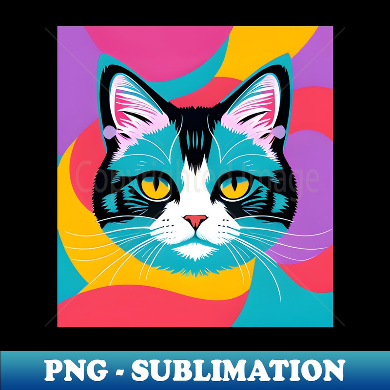 Bright pop art Cat - PNG Sublimation Digital Download