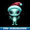 Christmas Alien with Santa Hat - Vintage Sublimation PNG Download