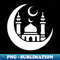 Mosque Silhouette with Crescent Moon Islamic Art - Instant PNG Sublimation Download
