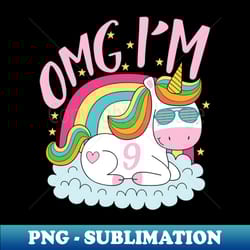 9 birthday kids unicorn omg - elegant sublimation png download