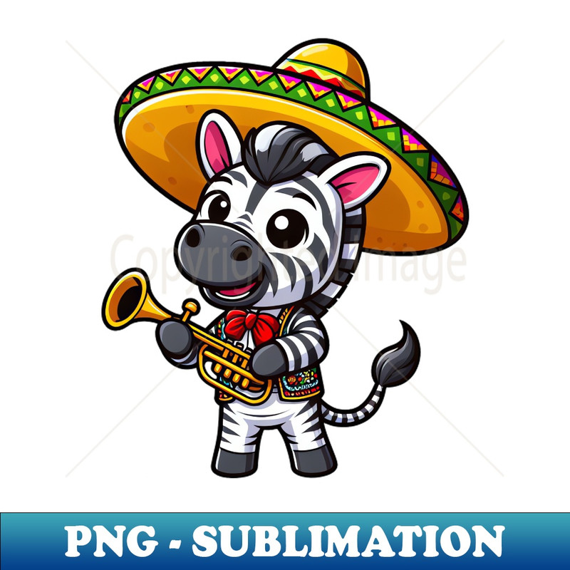 Cinco de Mayo Zebra Trumpeter in Black and White - Decorative Sublimation PNG File