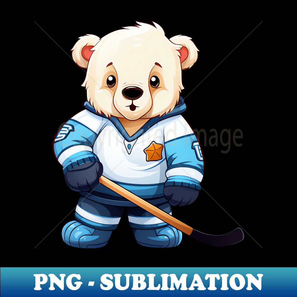 Polar Bear Playing Ice Hockey, Athletic Animal Design - Digital Sublimation Download File