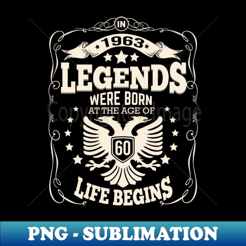 60th Birthday 1963 Falcon Coat of Arms Bird of Prey - Unique Sublimation PNG Download