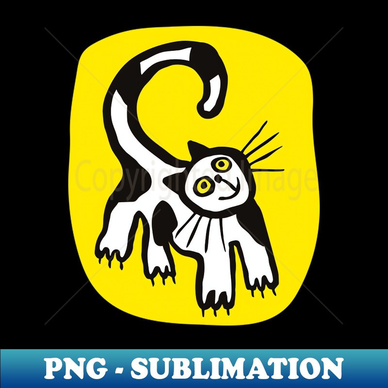 Black and White Cat in Yellow - Signature Sublimation PNG File