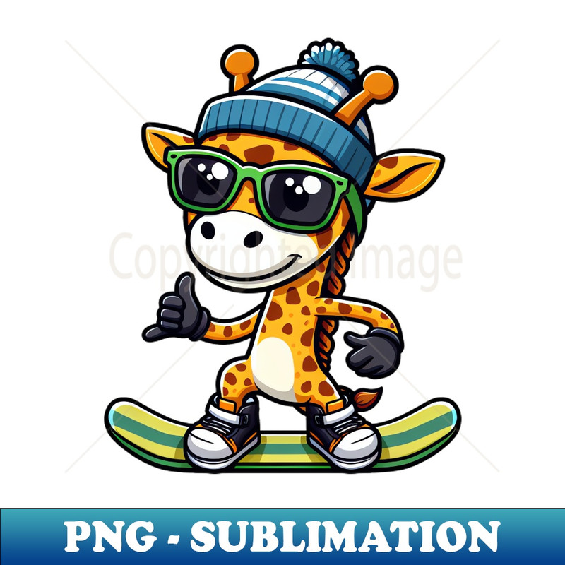 Snowboarding Giraffe, Winter Sports Animal - PNG Transparent Sublimation Design