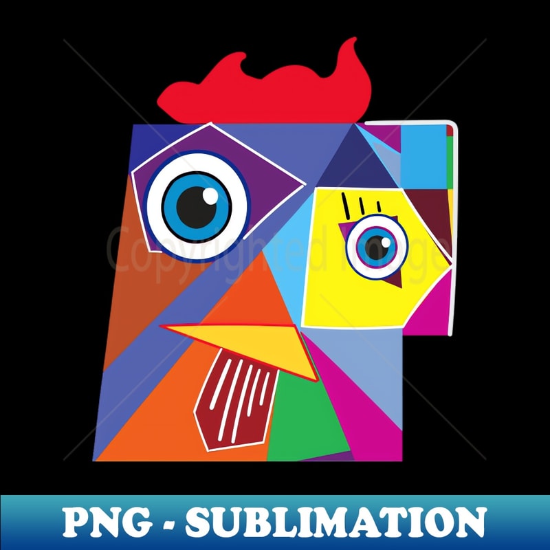 Crazy Rooster - Colorful Minimalist Design - Exclusive Sublimation Digital File