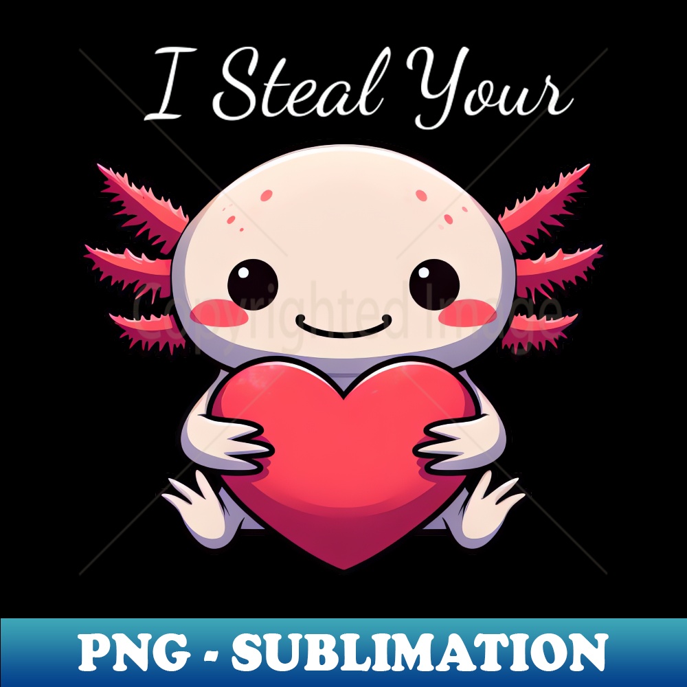 Axolotl Love - In Love, Friendship, and I Steal Your Heart on - Digital Art Sublimation PNG