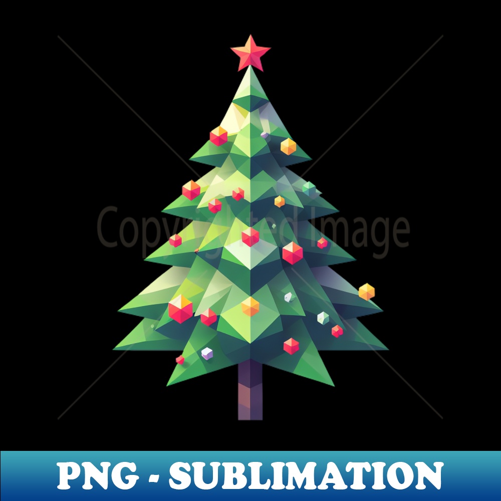Polygonal Christmas Magic The Faceted Pine Tree - High Quality Print Sublimation PNG