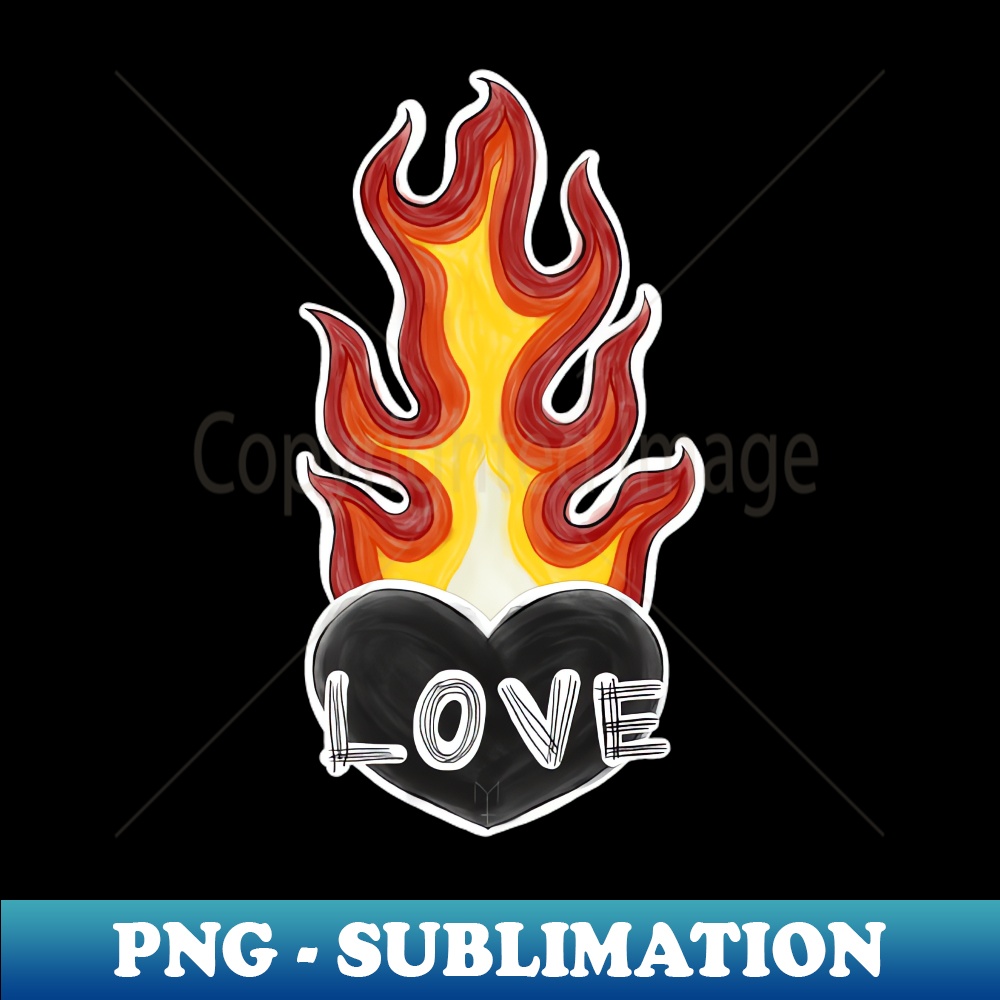 Burning LOVE Heart - Urban Style T-Shirt PNG