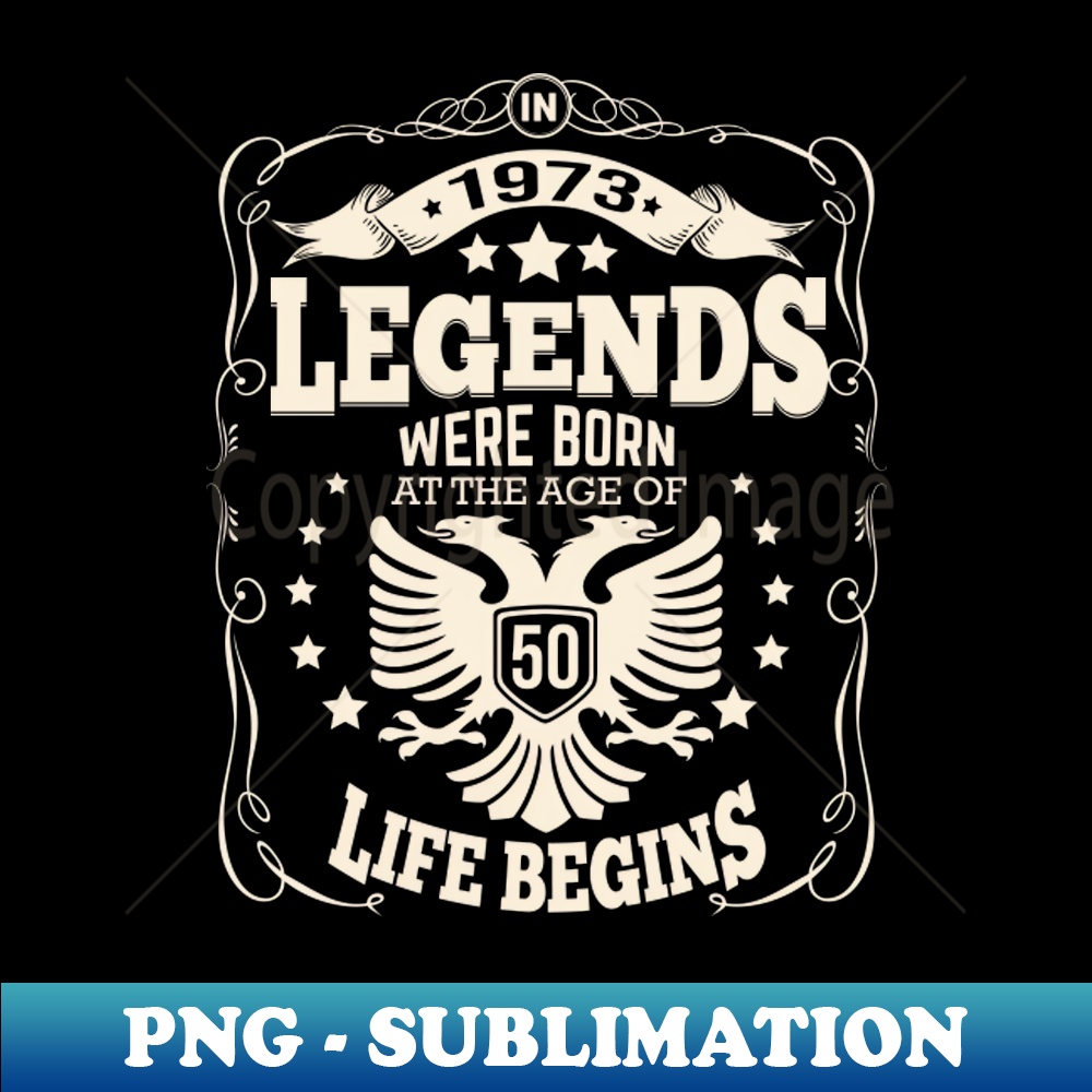 50th Birthday Born in 1973 Bird of Prey - Hand-Drawn T-Shirt PNG