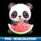 Cute Panda Eating Watermelon - Graphic Art Tee PNG