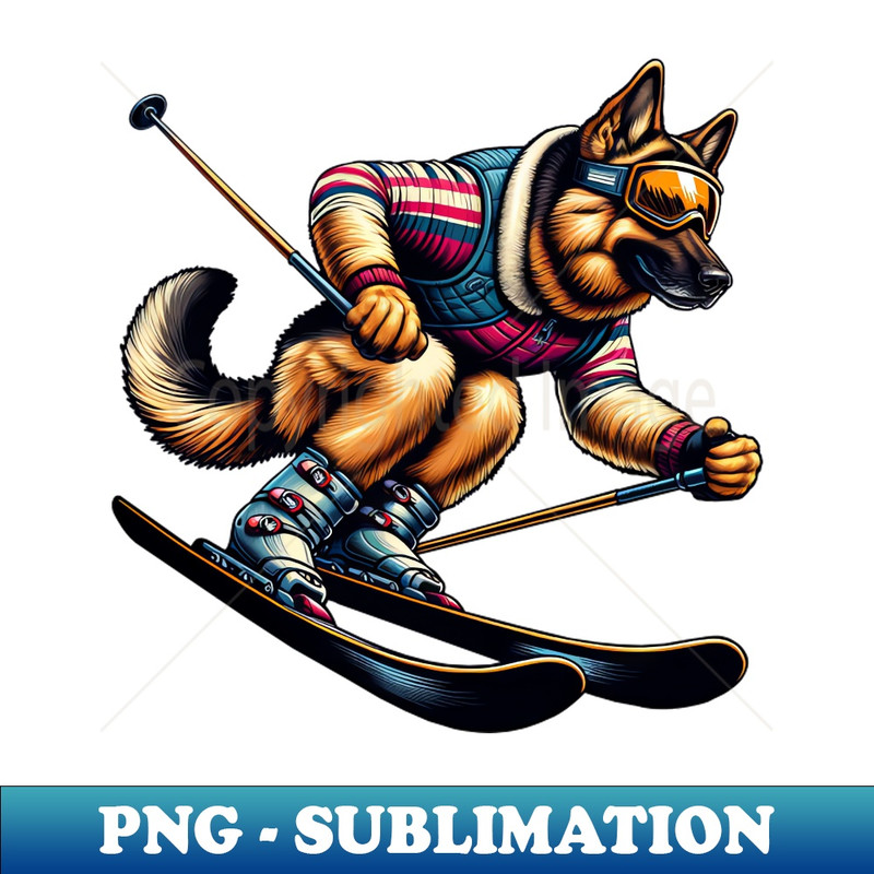 Shepherd Dog Ski Winter Adventure - Art Inspired Sublimation File