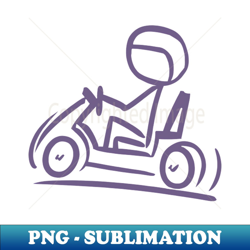 Go-Kart Silhouette Stick Figure Line Drawing - Unique Artwork Sublimation File