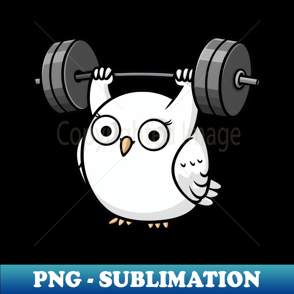 Funny owl bench press dumbbell cartoon - Unique Style Sublimation Download