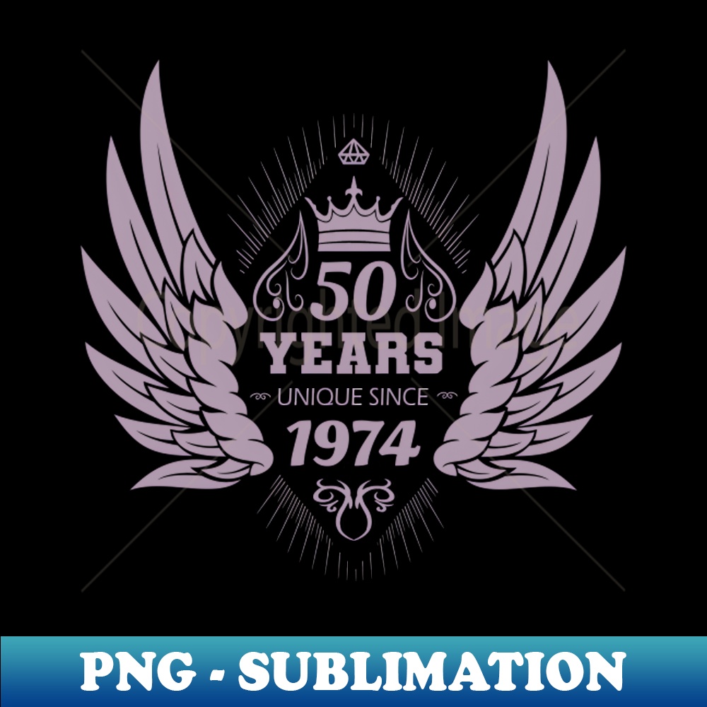 50th birthday vintage 1974 angel wings - Unique Design Sublimation Download