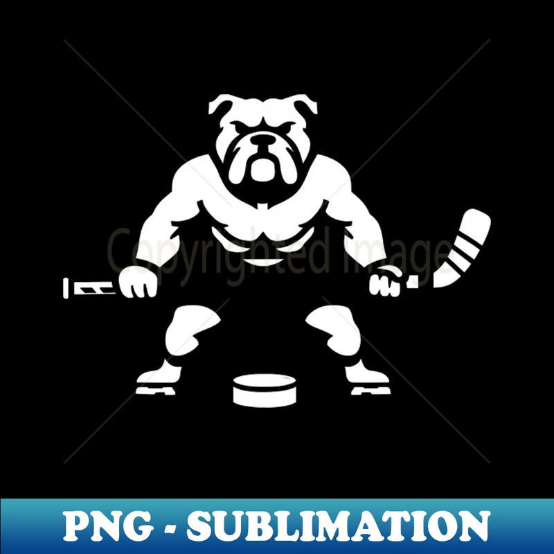 Minimalist Bulldog Hockey Player Silhouette - Modern Art Sublimation Download