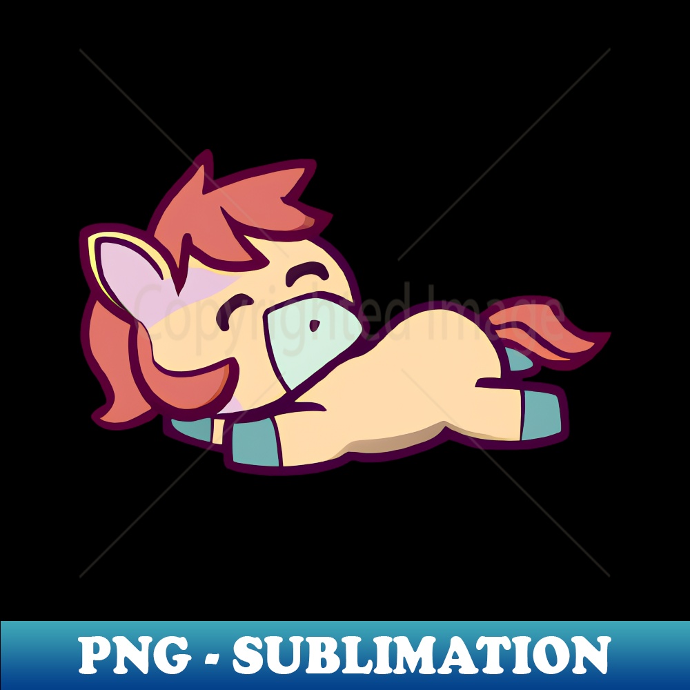 Cute Kawaii Horse Sleeping, Adorable Design for Animal Lovers - Graphic Tee PNG