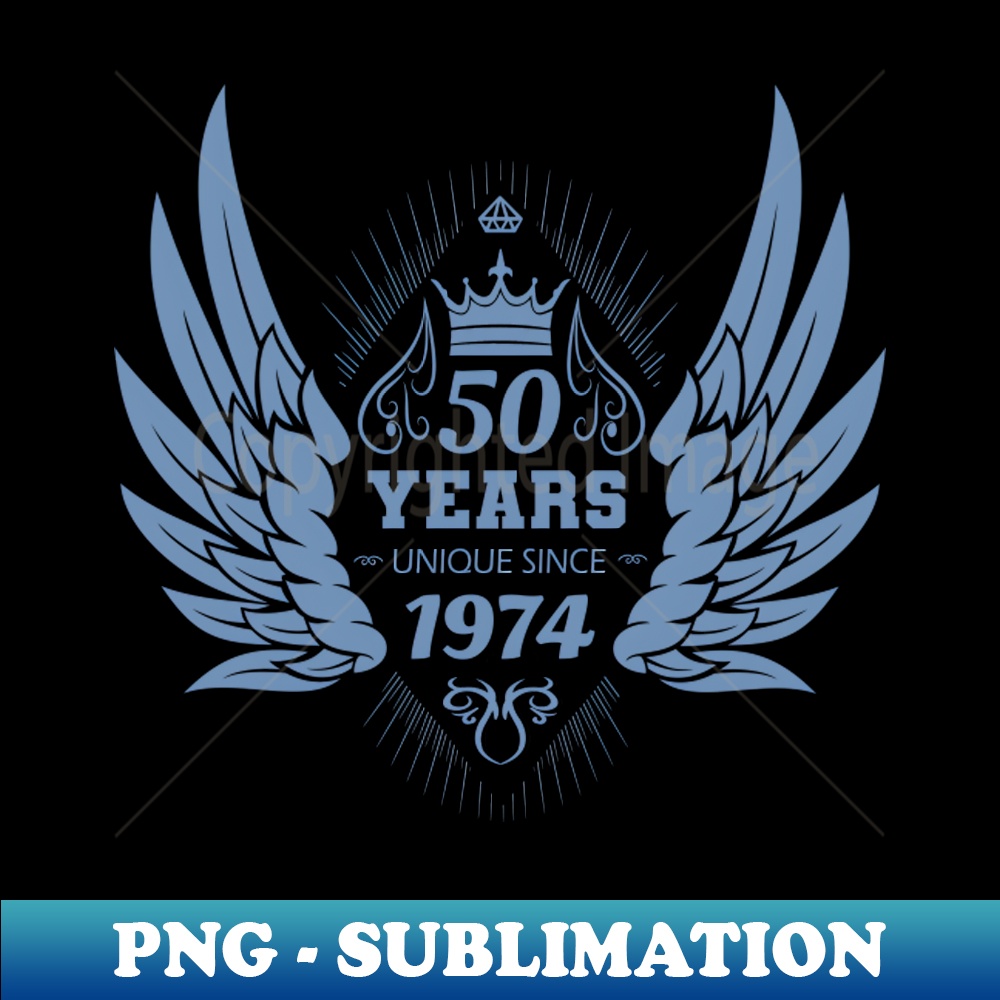 50th birthday vintage 1974 angel wings - Unique Art Sublimation File