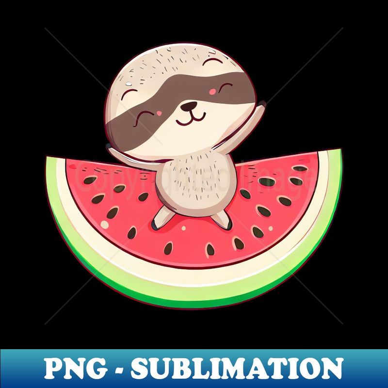 Sloth with Watermelon - Relaxed Design - Digital Sublimation Art Download