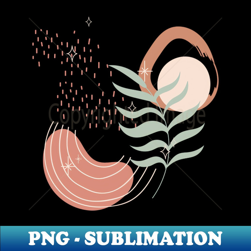 Abstract shapes lines and leaves digital design illustration - High Resolution Print Sublimation File