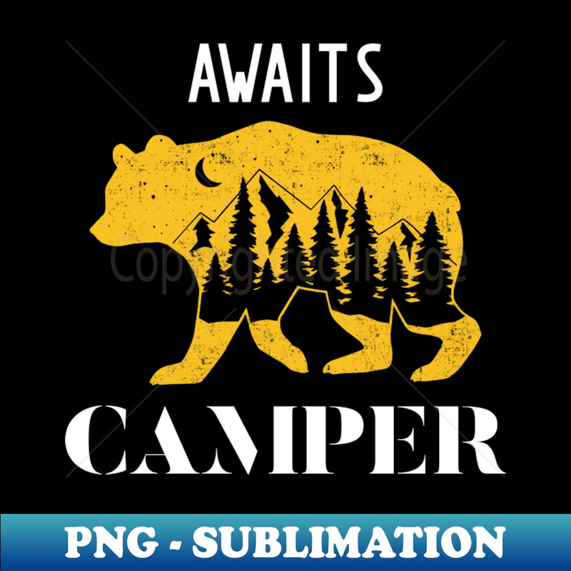 awaits camper, adventure awaits, vintage camping - High Quality Print Sublimation PNG