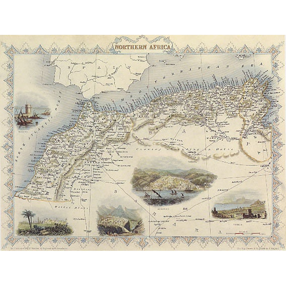 1800'S Map Northern Africa Marocco Algeria Repro Poster.jpg