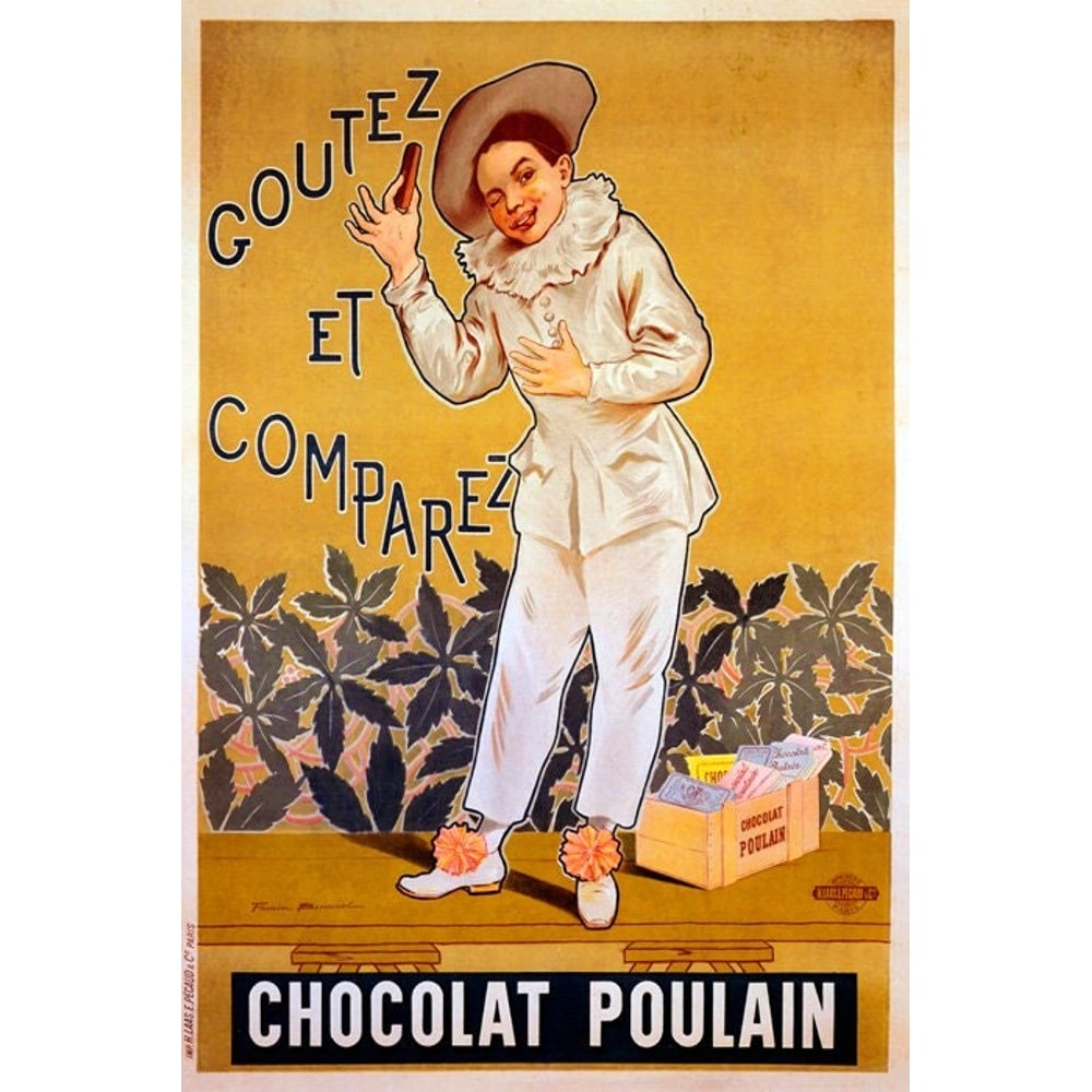Boy Pierrot Chocolat Poulain Taste And Compare French Vintage Poster Repro.jpg