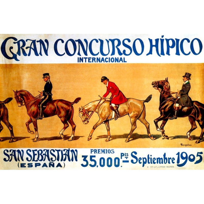 1905 Horse San Sebastian Dressage Equestrian Sport Spain Vintage Poster Repro.jpg