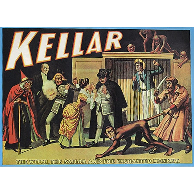 Magic Kellar Witch Sailor Enchanted Monkey Magician Show Vintage Poster Repro.jpg