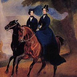mother daughter horseback ladies riding horses painting by karl brullow repro