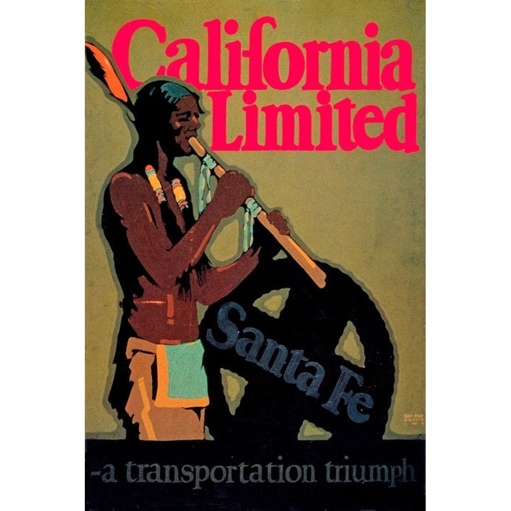California Limited Santa Fe Transportation Triumph Indian Vintage Poster Repro.jpg