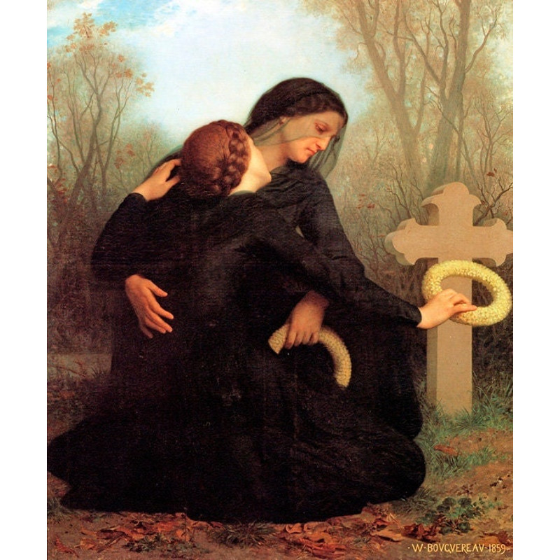 All Saints Day Widow Graveyard Art Painting By William-Adolphe Bouguereau Repro.jpg