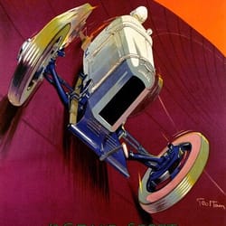 amilcar grand prix car racing race sport french automobile vintage poster repro