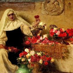 For Saint Dorothea's Day Flower Roses Religion Painting By Herbert Draper Repro